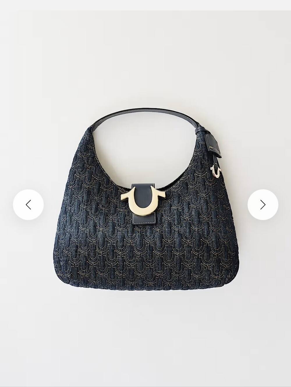 True Religion Navy Denim Hobo Bag with Gold Hardware - Picture 3 of 8